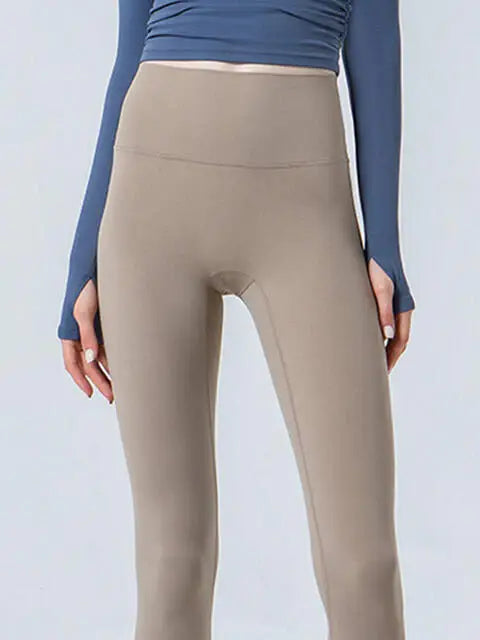 Wide Waistband Cropped Sports Leggings - Trendsi - Flyclothing LLC