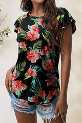 Printed Round Neck Short Sleeve T-Shirt - Trendsi - Flyclothing LLC