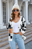 Button-Up Plaid V-Neck Dropped Shoulder Cardigan - Trendsi - Flyclothing LLC