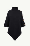 Turtleneck Buttoned Poncho - Trendsi - Flyclothing LLC