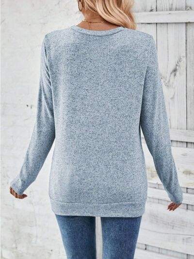 Round Neck Long Sleeve T-Shirt - Trendsi - Flyclothing LLC