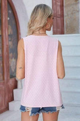 Eyelet Open Front Sleeveless Cardigan - Trendsi - Flyclothing LLC
