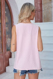 Eyelet Open Front Sleeveless Cardigan - Trendsi
