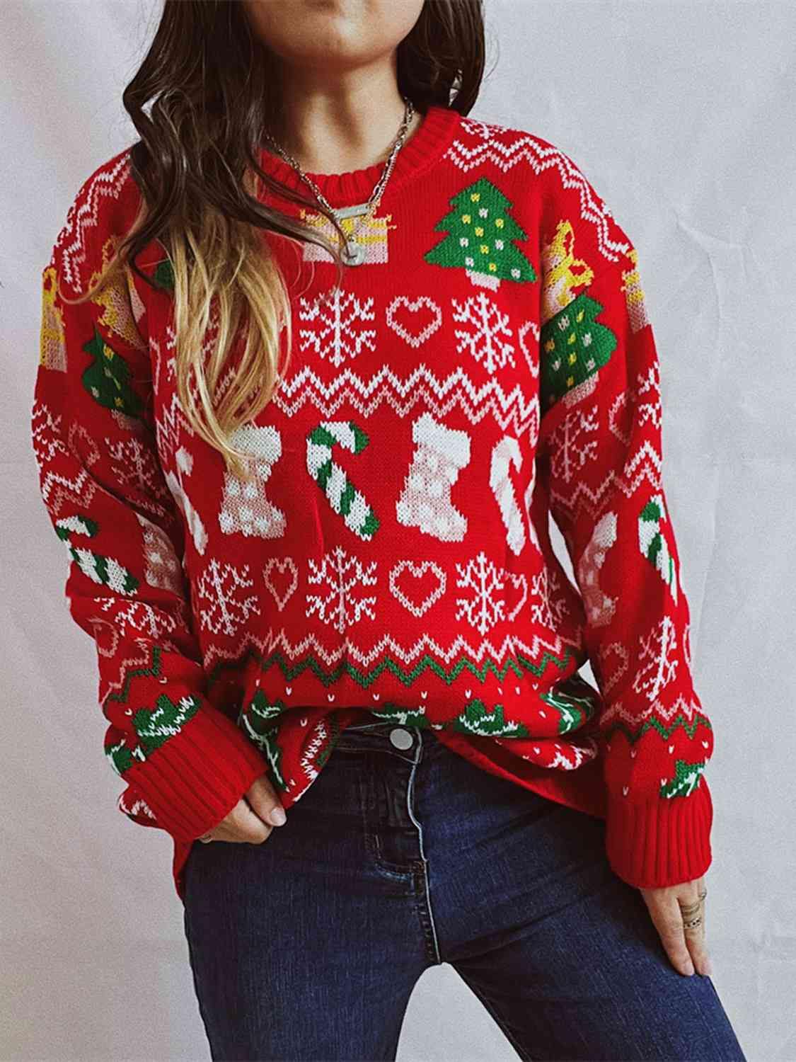 Christmas Element Sweater - Trendsi