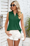 Ruched Johnny Collar Tank - Trendsi - Flyclothing LLC