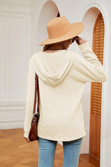 Half-Button Dropped Shoulder Hoodie - Trendsi