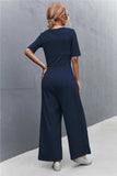 Scoop Neck Half Sleeve Wide Leg Jumpsuit - Trendsi - Flyclothing LLC