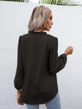 Swiss Dot Frill Trim Puff Sleeve Blouse - Trendsi - Flyclothing LLC