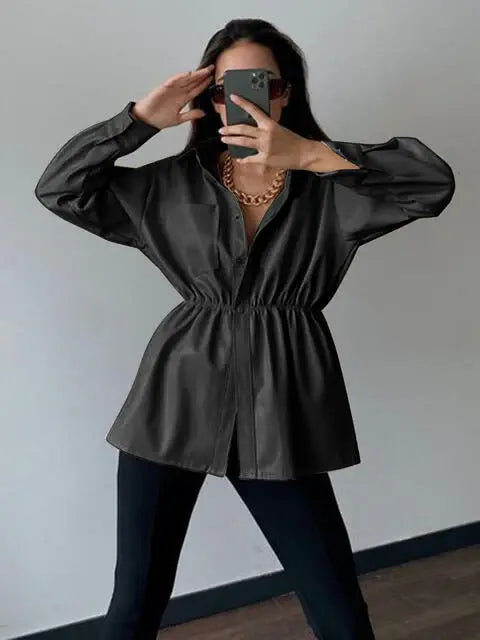 Snap Down Collared Jacket - Trendsi - Flyclothing LLC