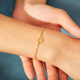 Crown Shape 18K Gold-Plated Bead Bracelet - Trendsi