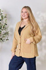 Heimish Full Size Button Up Long Sleeve Cardigan - Trendsi