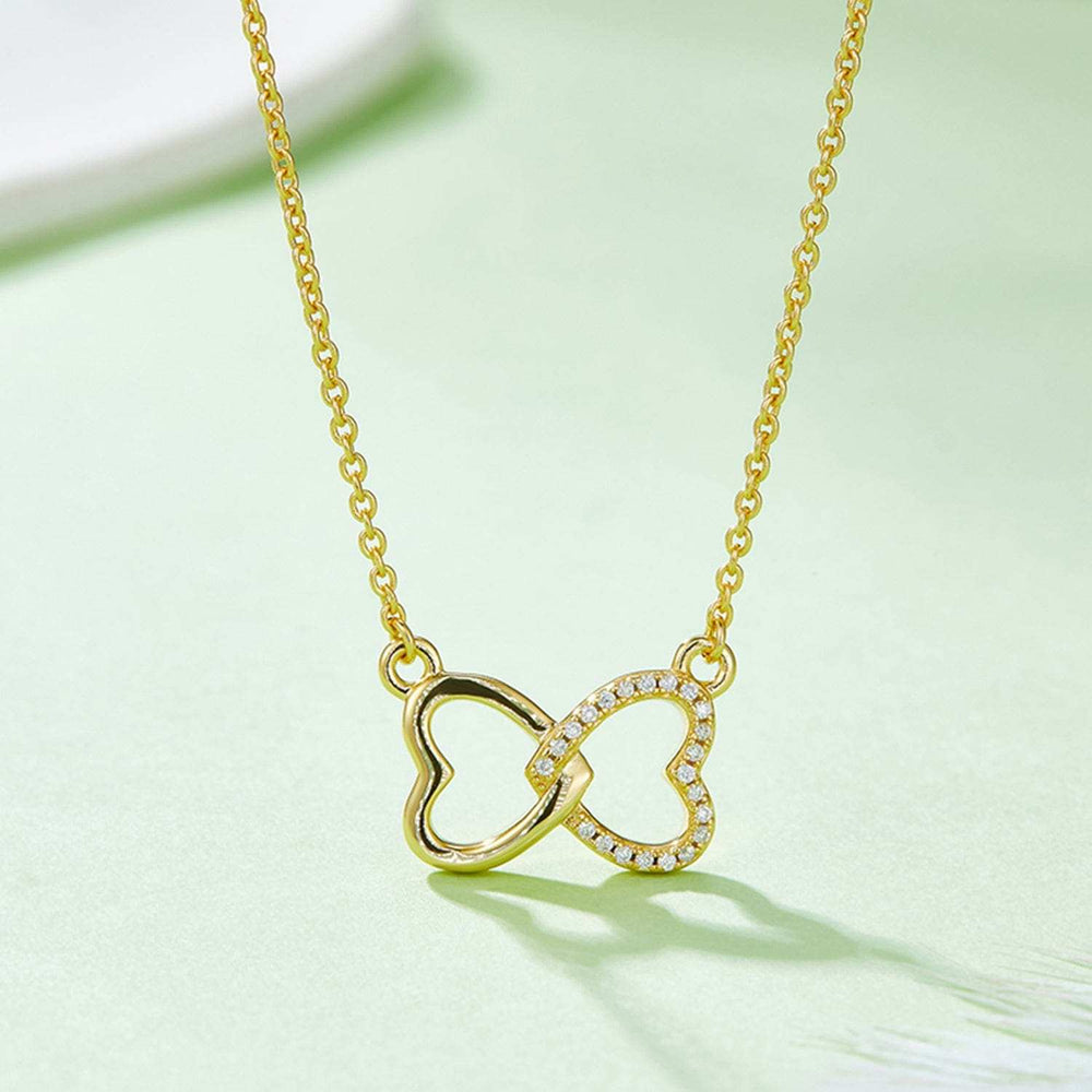 Moissanite 925 Sterling Silver Heart Bow Necklace - Trendsi - Flyclothing LLC