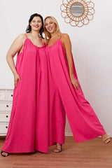 Full Size Ruffle Trim Tie Back Cami Jumpsuit with Pockets - Trendsi - Flyclothing LLC