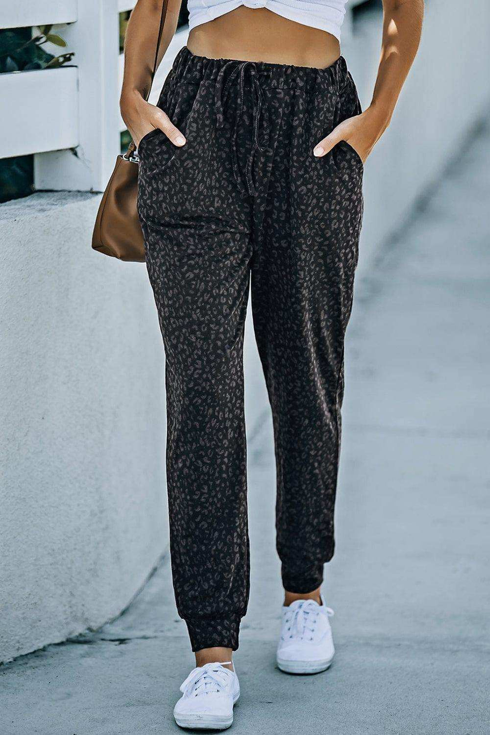 Leopard Print Joggers with Pockets - Trendsi - Flyclothing LLC