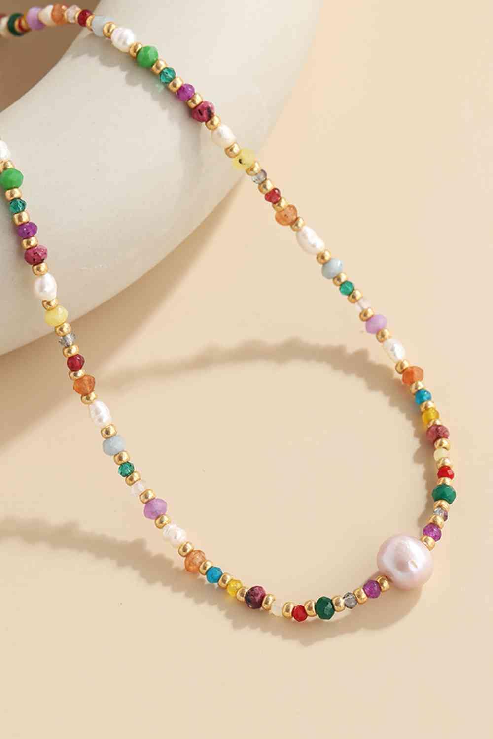 Multicolored Bead Necklace - Trendsi