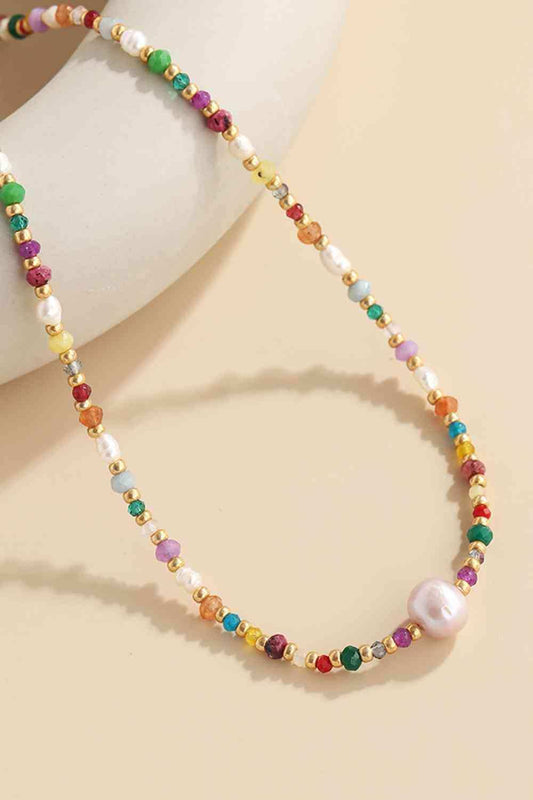 Multicolored Bead Necklace - Trendsi - Flyclothing LLC