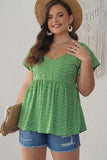Ditsy Floral Flutter Sleeve Peplum Blouse - Trendsi