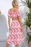 Floral Cutout Square Neck Puff Sleeve Dress - Trendsi - Flyclothing LLC