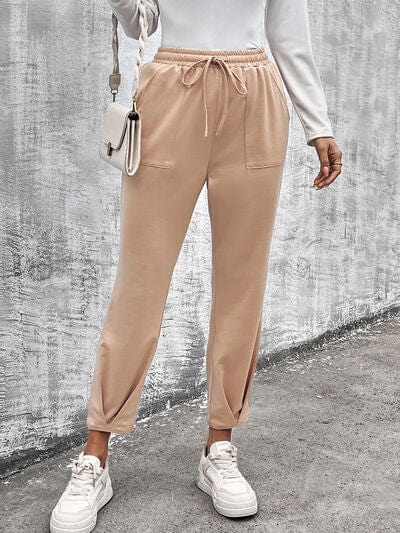 Drawstring Straight Pants with Pockets - Trendsi