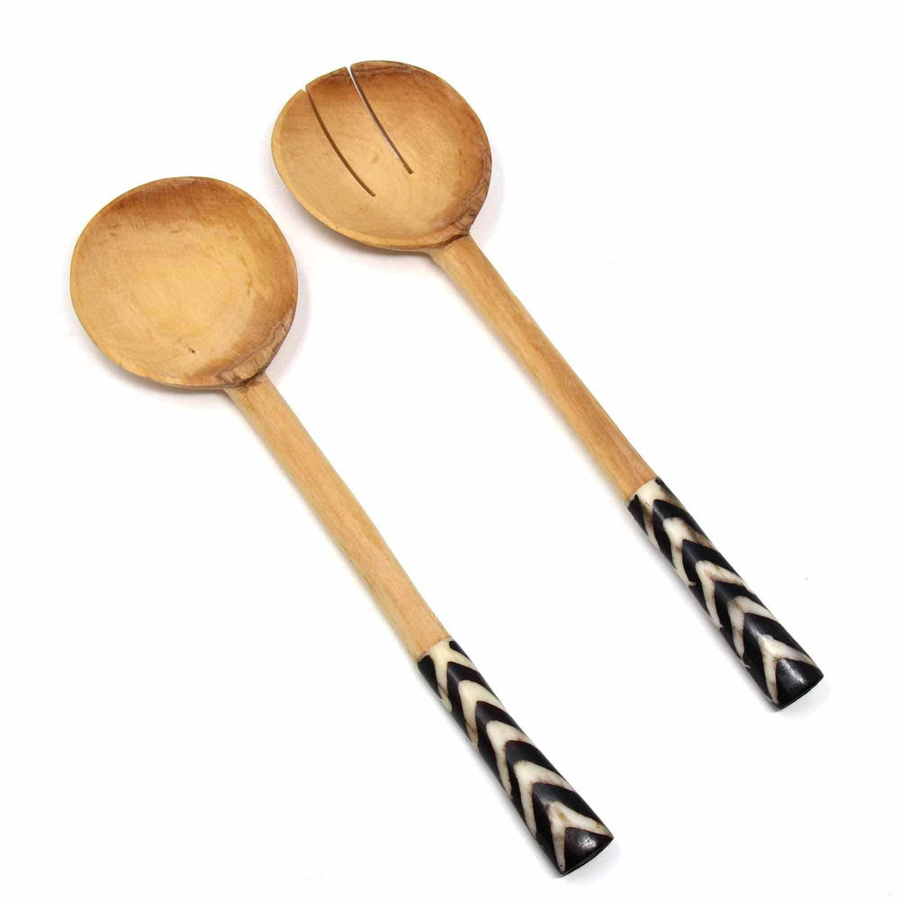 Olive Serving Set with Bone Handles 10 inch - Jedando - Flyclothing LLC