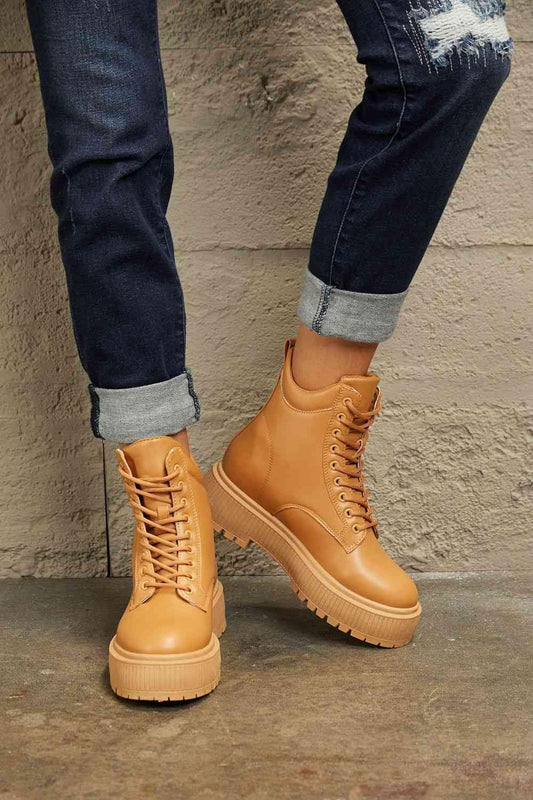 East Lion Corp Platform Combat Boots - Trendsi