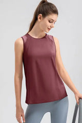 Round Neck Wide strap Active Tank - Trendsi - Flyclothing LLC
