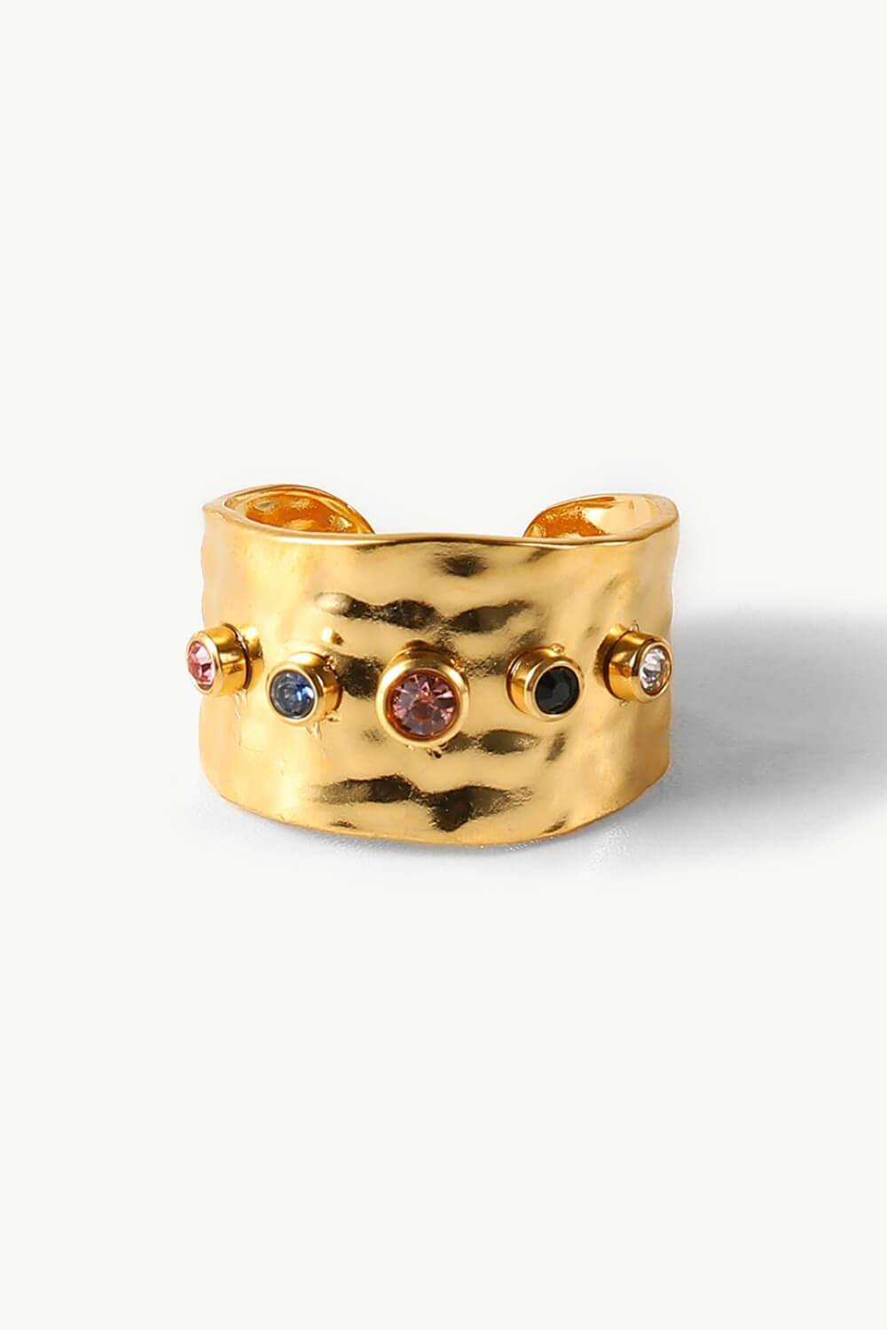 18K Gold-Plated Zircon Ring - Trendsi