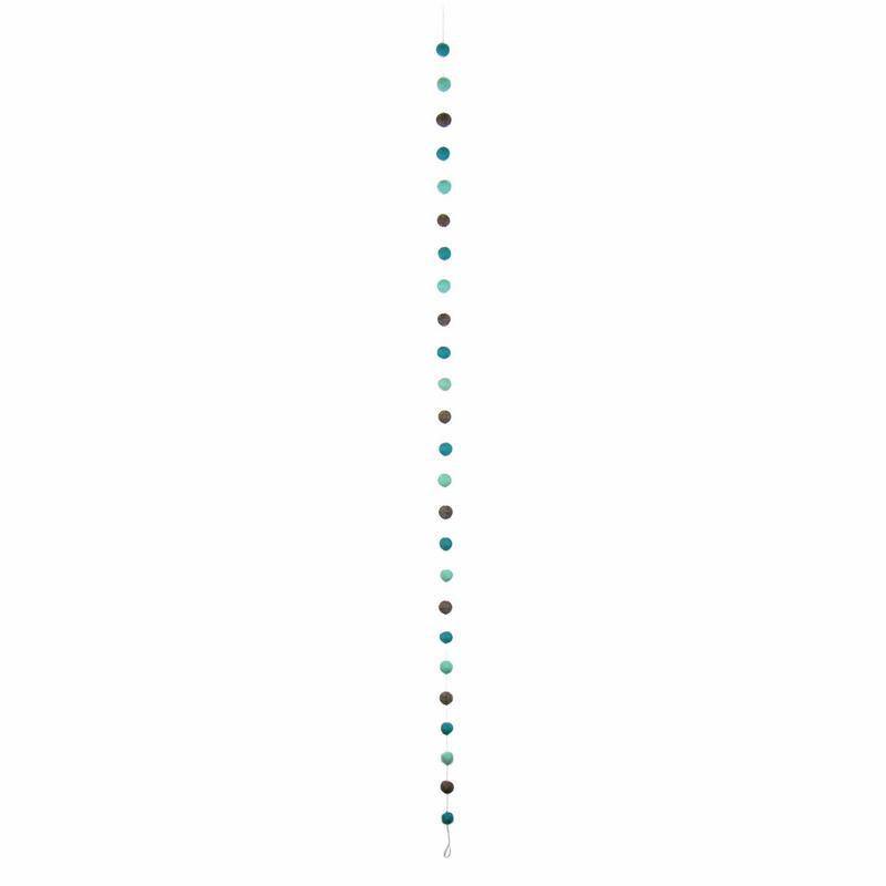 Hand Crafted Felt from Nepal: Pom Pom Garlands, Grey/Blue - Global Groove Direct