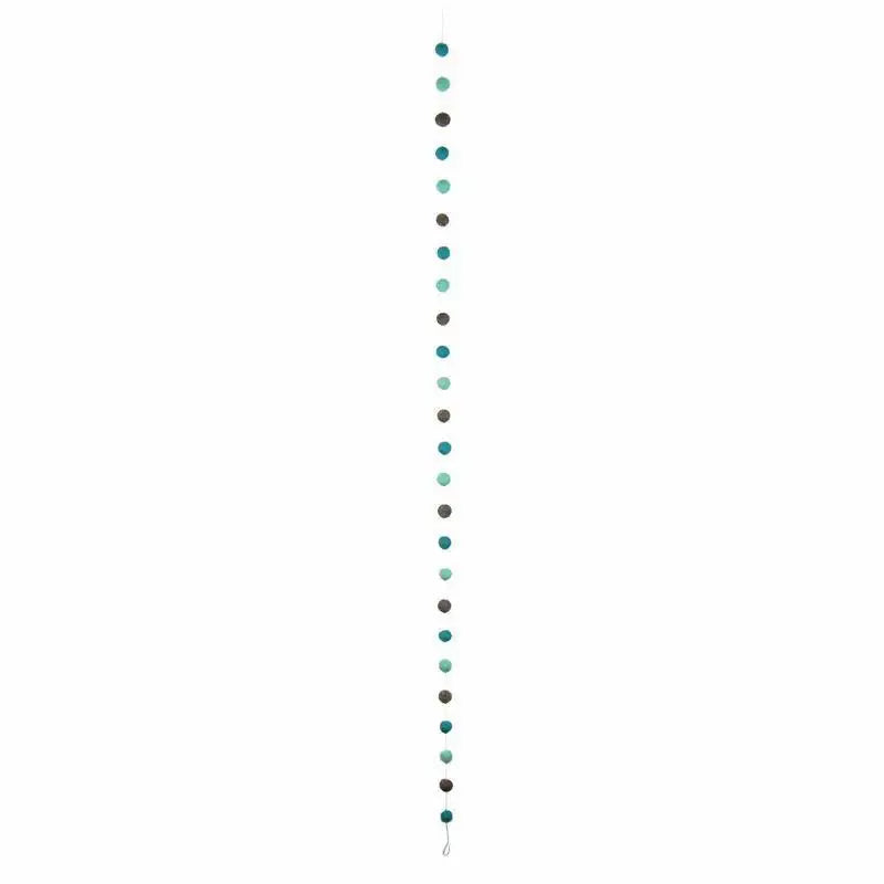 Hand Crafted Felt from Nepal: Pom Pom Garlands, Grey/Blue - Global Groove Direct - Flyclothing LLC