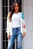 Flower Pattern Open Front Long Sleeve Cardigan - Trendsi - Flyclothing LLC