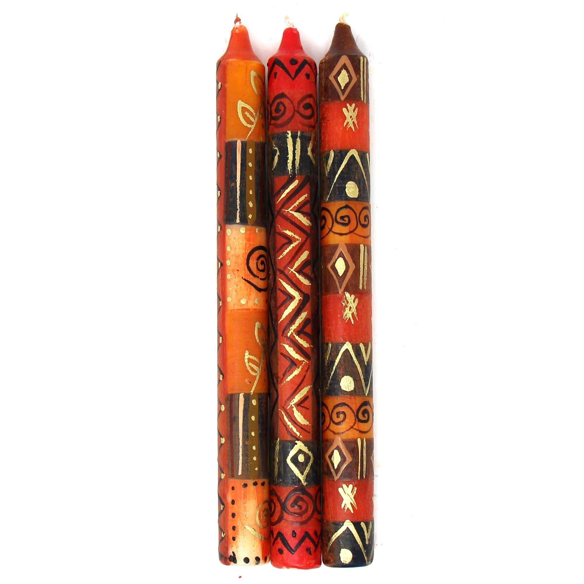 Set of Three Boxed Tall Hand-Painted Candles - Bongazi Design - Nobunto - Flyclothing LLC