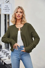 Button Down Exposed Seam Cardigan - Trendsi - Flyclothing LLC