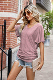 Flutter Sleeve Eyelet Gathered Detail Top - Trendsi - Flyclothing LLC