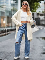 Long Sleeve Waffle-Knit Cardigan - Trendsi - Flyclothing LLC