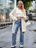 Long Sleeve Waffle-Knit Cardigan - Trendsi