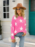 Star Round Neck Dropped Shoulder Sweater - Trendsi - Flyclothing LLC