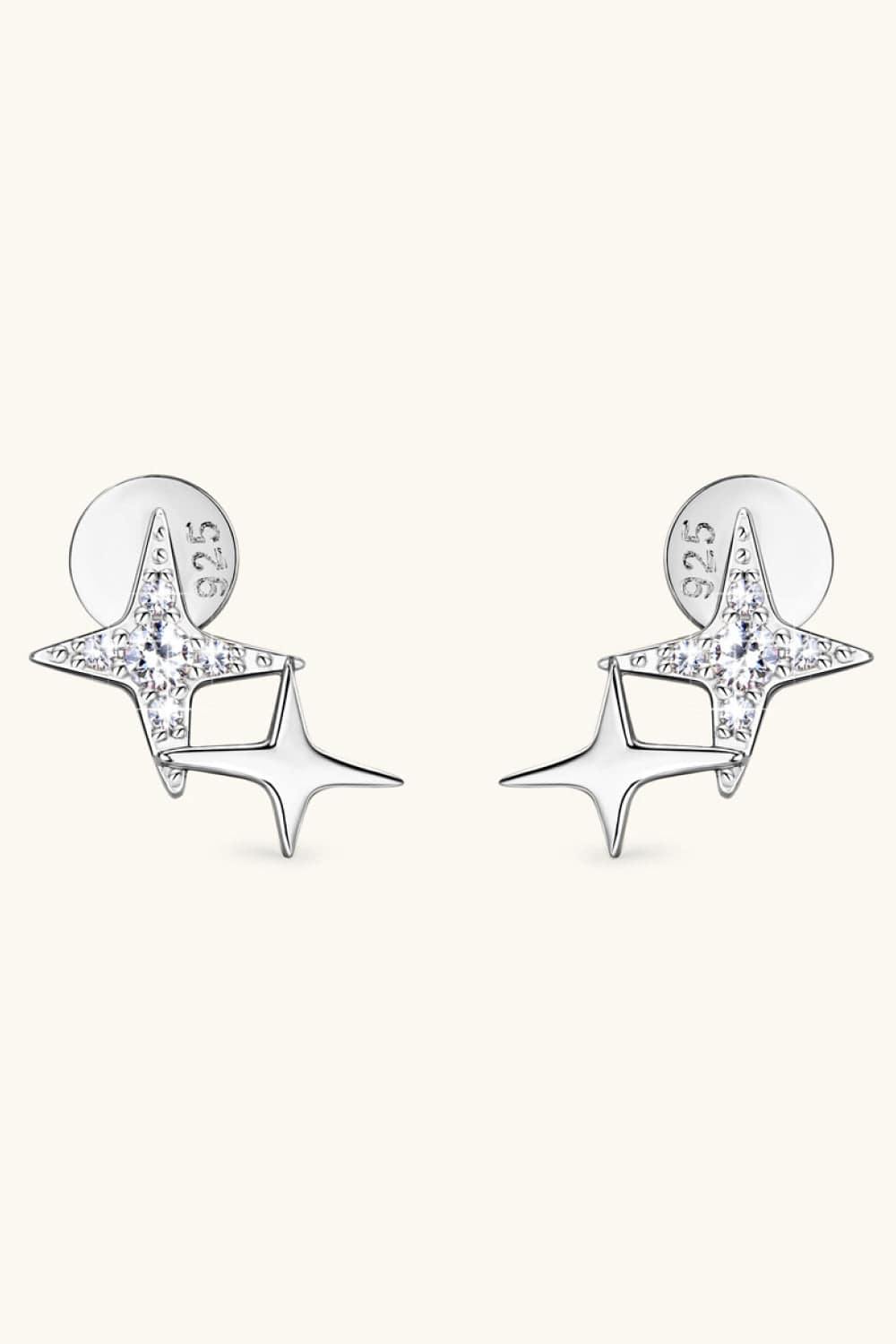 Moissanite 925 Sterling Silver Star Shape Earrings - Flyclothing LLC