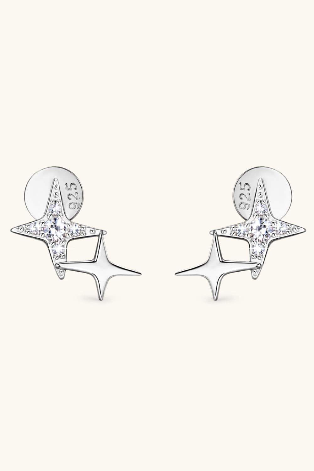 Moissanite 925 Sterling Silver Star Shape Earrings - Trendsi - Flyclothing LLC