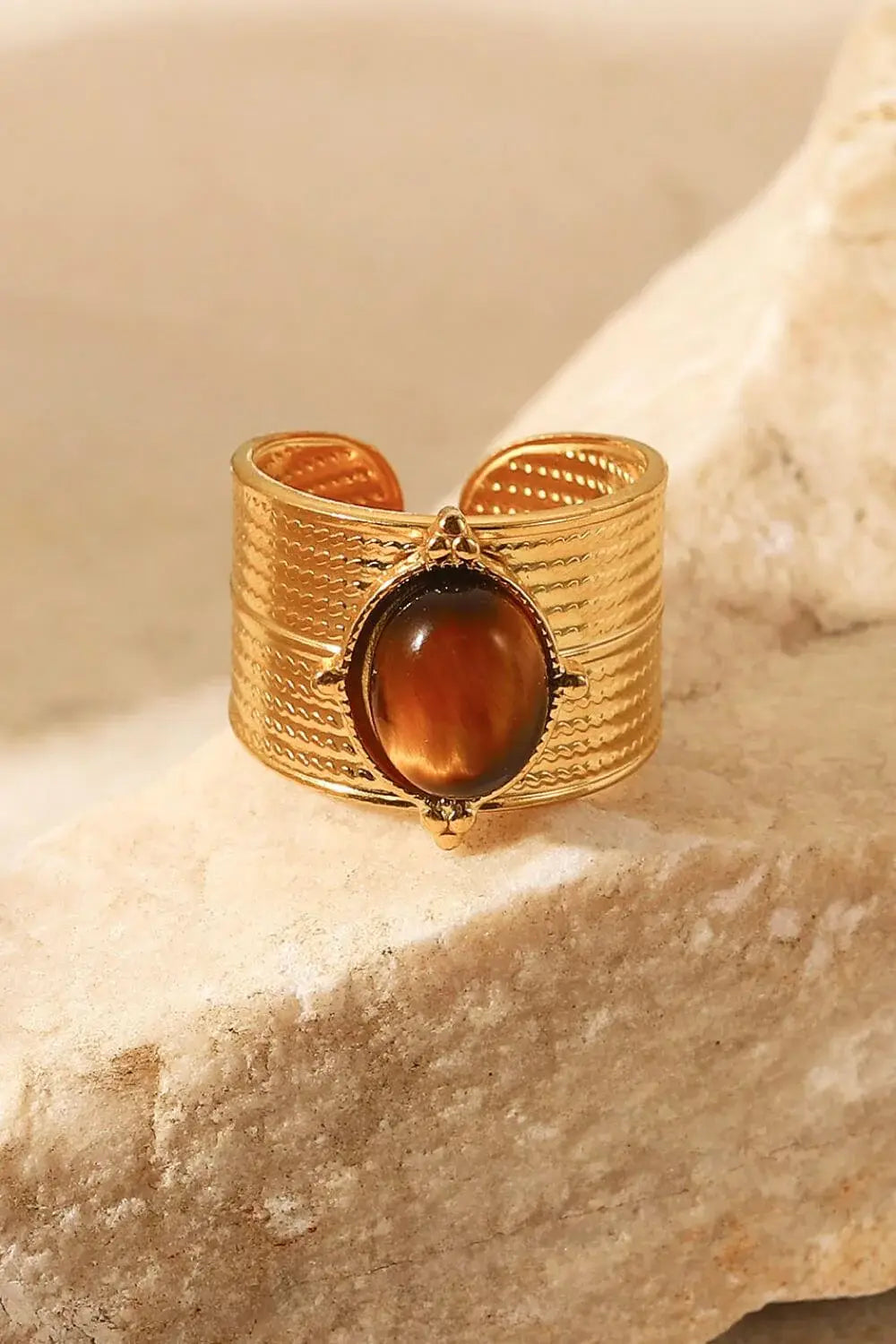 18K Gold-Plated Wide Open Ring - Trendsi - Flyclothing LLC