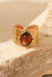18K Gold-Plated Wide Open Ring - Trendsi