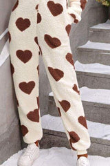 Fuzzy Heart Zip Up Hooded Lounge Jumpsuit - Trendsi - Flyclothing LLC