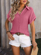 Button Up Short Sleeve Shirt - Trendsi - Flyclothing LLC