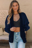Waffle-knit Pocketed Open Front Cardigan - Trendsi - Flyclothing LLC