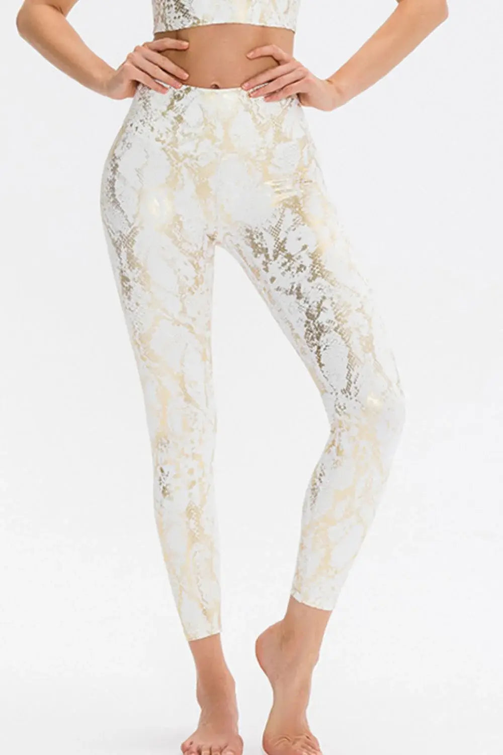 Animal Print Slim Fit Wide Waistband Long Sports Pants - Trendsi - Flyclothing LLC