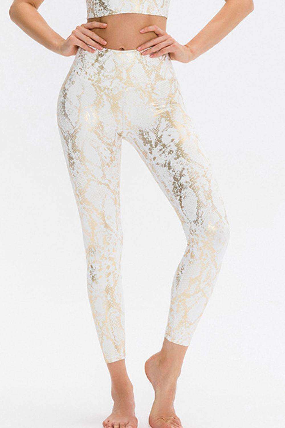 Animal Print Slim Fit Wide Waistband Long Sports Pants - Trendsi - Flyclothing LLC