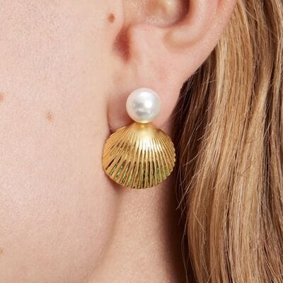 18K Gold-Plated Stainless Steel Shell Shape Earrings - Trendsi