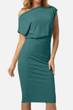 Boat Neck Short Sleeve Knee-Length Dress - Trendsi - Flyclothing LLC