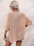 Boat Neck Cuffed Sleeve Slit Tunic Knit Top - Trendsi - Flyclothing LLC