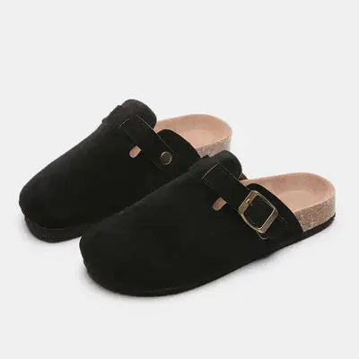 Suede Closed Toe Buckle Slide - Trendsi - Flyclothing LLC