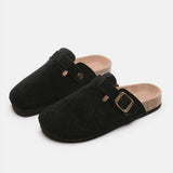Suede Closed Toe Buckle Slide - Trendsi